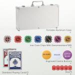 300pcs Poker Chip Set Denominations Poker Chip Set Numbered Chips Texas Holdem,Professional Casino Chips,Clay 11.5 Gram Chip Aluminum Case Texas Hold’em Chips Blackjack Gaming Poker Games Poker Set