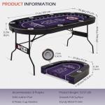 RAYKEEP 71" LED Poker Table - 8 Player Foldable Texas Hold'em Table with Built-in LED Lights, Padded Rails & 8 Cup Holders, Portable Casino Card Table for Home Game Room & Parties