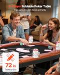VEVOR Foldable Poker Table, 8 Player 72 in Folding Casino Leisure Table with Padded Rails and Cup Holders, Oval Portable Game Tables with Felt & Metal Legs, for Texas Hold'em Game and Blackjack