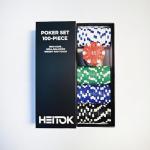 HEITOK 100 Piece Poker Chip Set 11.5g Heavyweight Casino Chips with Denominations Professional Texas Holdem Blackjack Gambling Accessories for Adult Game Night Travel Friendly Storage Box