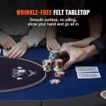 VEVOR 8 Player Poker Table Foldable, Portable Folding Card Board Game Table, Casino Leisure Table, Blackjack Texas Holdem Table with Padded Rails and Stainless Steel Cup Holders,Blue (72 in)