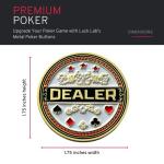 Luck Lab Set of 3 Metal Poker Buttons - Dealer Button, Big Blind and Small Blind Metal Weights (Position Markers) for Texas Hold Em - 1.75 inch