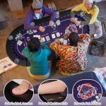 RAYKEEP 71" LED Poker Table - 8 Player Foldable Texas Hold'em Table with Built-in LED Lights, Padded Rails & 8 Cup Holders, Portable Casino Card Table for Home Game Room & Parties