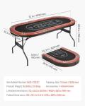 VEVOR Foldable Poker Table, 8 Player 72 in Folding Casino Leisure Table with Padded Rails and Cup Holders, Oval Portable Game Tables with Felt & Metal Legs, for Texas Hold'em Game and Blackjack