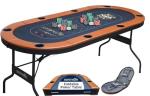 SereneLife 8 Player Foldable Poker Table, 71 inch Portable Casino Table for Texas Holdem w/Cushioned Rail & Cup Holders, Folding Game & Card Table