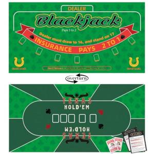 Double Sided Poker Mat 36”x72”Blackjack Table Topper, Casino Felt Cover, Texas Hold'em Cloth, Blackjack & Texas Hold'em Games Set for Playing Cards and Parties With 2 Decks of Cards and Instructions