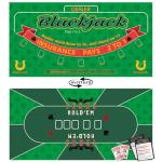 Double Sided Poker Mat 36”x72”Blackjack Table Topper, Casino Felt Cover, Texas Hold'em Cloth, Blackjack & Texas Hold'em Games Set for Playing Cards and Parties With 2 Decks of Cards and Instructions
