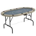 Soozier Poker Table Foldable, 70" Oval 8-Player Blackjack Casino Texas Holdem Poker Game Table with Cup Holders, Blue and Brown