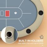 Soozier Poker Table Foldable, 70" Oval 8-Player Blackjack Casino Texas Holdem Poker Game Table with Cup Holders, Blue and Brown