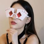 frymmx Women's Poker Theme Sunglasses with Style - Casino Playing Card Design UV Protection Glasses, Fun Gift for Poker Night Party Accessories