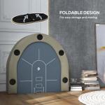 Soozier Poker Table Foldable, 70" Oval 8-Player Blackjack Casino Texas Holdem Poker Game Table with Cup Holders, Blue and Brown