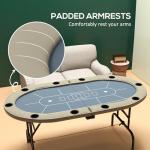 Soozier Poker Table Foldable, 70" Oval 8-Player Blackjack Casino Texas Holdem Poker Game Table with Cup Holders, Blue and Brown