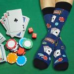 Crazy Casino Dice Poker Socks Lucky Las Vegas Socks Funny Gambling Gifts for Men Women Gamblers