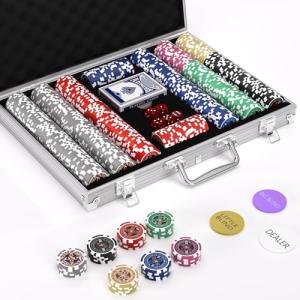 Texas Holdem Poker Chips Set,500 Pcs Poker Set,Denomination Poker Chip Set With Numbered,Professional Composite Clay Casino Chips,Aluminum Case 11.5 Gram Gaming Chips for Texas Hold’em,Blackjack Game