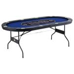 VEVOR 10 Player Poker Table Foldable, Portable Folding Card Board Game Table, Casino Leisure Table, Blackjack Texas Holdem Table with Padded Rails and Stainless Steel Cup Holders,Blue (84 in)