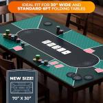 Newverest Poker Table Top 70" x 30" - Ideal Poker Topper for 6ft and 8ft Folding Tables (30" Width), Texas Hold'em Poker Mat for Home Games Casino Nights | Portable with Zipper Storage Bag in Gift Box