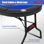 Rioloiuy 8 Player Poker Table Foldable, Texas Holdem Casino Table with Padded Rails & Cup Holders, Portable Folding Game Table for Home or Game Room, 71 Inch