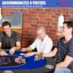 Rioloiuy 8 Player Poker Table Foldable, Texas Holdem Casino Table with Padded Rails & Cup Holders, Portable Folding Game Table for Home or Game Room, 71 Inch