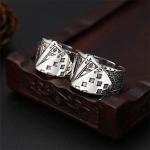 coadipress Poker Cards Ring Vintage Diamond Spade Flush Playing Cards Band Adjustable Stainless Steel Hip Hop Punk Poker Games Casino Gambling Bikers Open Rings Jewelry for Women Men (Red Square)