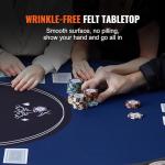 VEVOR 10 Player Poker Table Foldable, Portable Folding Card Board Game Table, Casino Leisure Table, Blackjack Texas Holdem Table with Padded Rails and Stainless Steel Cup Holders,Blue (84 in)