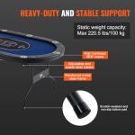 VEVOR 10 Player Poker Table Foldable, Portable Folding Card Board Game Table, Casino Leisure Table, Blackjack Texas Holdem Table with Padded Rails and Stainless Steel Cup Holders,Blue (84 in)