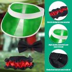 Hicarer 3 Pcs Casino Dealer Costume Set Includes Green Visors Hat Bowtie Armband Plastic Poker Hats Casino Dealer Costume Elastic Band Accessory Set for Las Vegas Birthday Game Nights