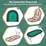 Giantex 72" Poker Table Foldable, 8 Player Folding Card Board Game Table w/ 8 Cup Holders, Casino-Grade Felt Surface, Portable Oval Texas Holdem Poker Tables for Blackjack Casino, No Assembly Required