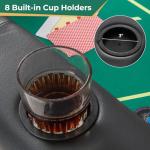 Giantex 72" Poker Table Foldable, 8 Player Folding Card Board Game Table w/ 8 Cup Holders, Casino-Grade Felt Surface, Portable Oval Texas Holdem Poker Tables for Blackjack Casino, No Assembly Required