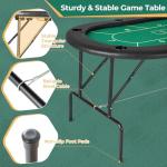 Giantex 72" Poker Table Foldable, 8 Player Folding Card Board Game Table w/ 8 Cup Holders, Casino-Grade Felt Surface, Portable Oval Texas Holdem Poker Tables for Blackjack Casino, No Assembly Required