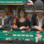 Giantex 72" Poker Table Foldable, 8 Player Folding Card Board Game Table w/ 8 Cup Holders, Casino-Grade Felt Surface, Portable Oval Texas Holdem Poker Tables for Blackjack Casino, No Assembly Required