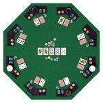 48 Inch Foldable Poker Table Top for 8 Players, Octagon Poker Table Topper with Chips Tray & Cup Holders, Professional Texas Hold’em Poker Table Mat with Carrying Bag for Card Casino Games (Green)