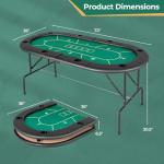 Giantex 72" Poker Table Foldable, 8 Player Folding Card Board Game Table w/ 8 Cup Holders, Casino-Grade Felt Surface, Portable Oval Texas Holdem Poker Tables for Blackjack Casino, No Assembly Required