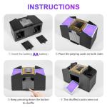 FEIERYA Automatic Card Shuffler 4 Deck,Battery-Operated Electric UNO Poker Shuffler,Playing Card Shuffler for Home Card Game,Travel