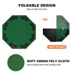 48 Inch Foldable Poker Table Top for 8 Players, Octagon Poker Table Topper with Chips Tray & Cup Holders, Professional Texas Hold’em Poker Table Mat with Carrying Bag for Card Casino Games (Green)