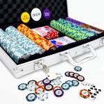 AIBETOMG Poker Chips with Numbers,300Pcs Clay Poker Chips Set with Aluminum Travel Case,14 Gram Casino Poker Set for Texas Holdem, Blackjack