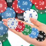 100PCS 1.48 Inch Poker Chips Set with Storage Box Casino Chips for Game Tokens Deep Night Poker Games Counting Sticks Party and Math Learning Classroom Teaching (5 Colors- White,Red,Green,Blue,Black)