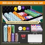 AIBETOMG Poker Chips with Numbers,300Pcs Clay Poker Chips Set with Aluminum Travel Case,14 Gram Casino Poker Set for Texas Holdem, Blackjack