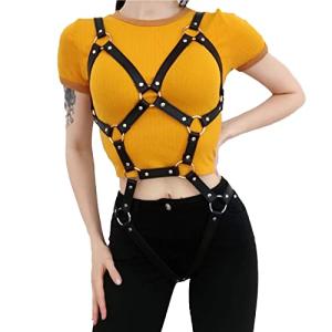 Women's Body Harness Belt Lingerie Caged Chest Leg Garter Harness Belt Gothic Punk Leather Adjustable Bondage Strap for Ladies, Body Harness Set, Rave BDSM Cosplay Costume Party Clubwear Masquerade