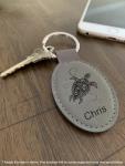 LaserGram Oval Keychain, Rooster, Personalized Engraving Included (Gray)