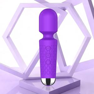 Handheld Cordless Mini Massager, Powerful Quiet with Waterproof, 20 Modes & 8 Speeds Vibration Wand for Back Neck Shoulders, Muscle Soreness Relief & Recovery (Purple)
