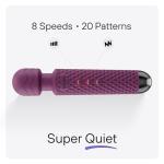 bed geek Cordless Personal Massage Wand – Waterproof & USB Rechargeable, Skin-Soft Silicone, 20 Vibration Patterns, 8 Speed Settings, Memory Function for Relaxation and Muscle Comfort