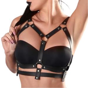 Women's Body Chest Harness Belt, Adjustable Gothic Punk Faux Leather Body Caged Chest Harness Bondage Strap Belt for Ladies, BDSM Cosplay Costume Rave Masquerade Halloween Party Accessories Clubwear