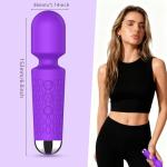 Handheld Cordless Mini Massager, Powerful Quiet with Waterproof, 20 Modes & 8 Speeds Vibration Wand for Back Neck Shoulders, Muscle Soreness Relief & Recovery (Purple)