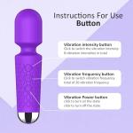 Handheld Cordless Mini Massager, Powerful Quiet with Waterproof, 20 Modes & 8 Speeds Vibration Wand for Back Neck Shoulders, Muscle Soreness Relief & Recovery (Purple)