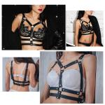 Women's Body Chest Harness Belt, Adjustable Gothic Punk Faux Leather Body Caged Chest Harness Bondage Strap Belt for Ladies, BDSM Cosplay Costume Rave Masquerade Halloween Party Accessories Clubwear