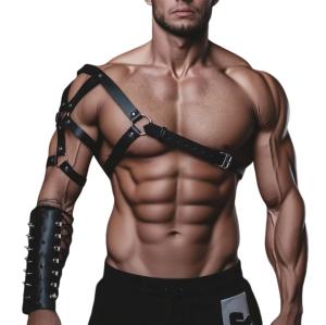 WRWMSLGO Men Chest Harness Belt Adjustable Faux Leather Body Chest Harness Strap Gothic Punk Fetish Cosplay Costumes Sexy Party Clubwear BDSM Bondage Slave Role Play