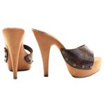 Kiara Shoes Sexy Clogs Snake-Effekt Heel 13-K93001 Pitone Brown (7 US, Snake)
