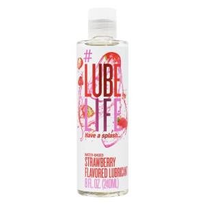 LubeLife Water-Based Strawberry Flavored Lubricant, Personal Lube for Men, Women and Couples, Made Without Added Sugar, 8 Fl Oz