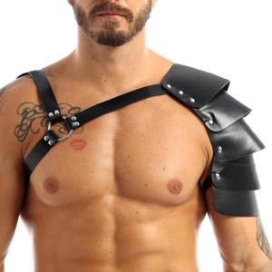 Men Body Chest Harness Belt Gothic Punk Leather Shoulder Armor Adjustable Bondage Strap Belt for Men Gay Fetish Sexy Party Bar Clubwear Halloween Masquerade Cosplay Costume