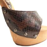 Kiara Shoes Sexy Clogs Snake-Effekt Heel 13-K93001 Pitone Brown (7 US, Snake)